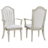 Evangeline Upholstered Dining Arm Chair with Faux Diamond Trim Ivory and Silver (Set of 2)