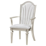 Evangeline Upholstered Dining Arm Chair with Faux Diamond Trim Ivory and Silver (Set of 2)