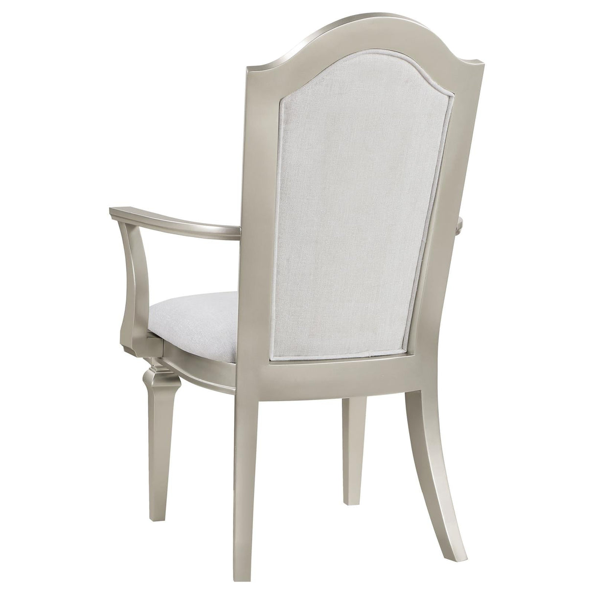 Evangeline Upholstered Dining Arm Chair with Faux Diamond Trim Ivory and Silver (Set of 2)