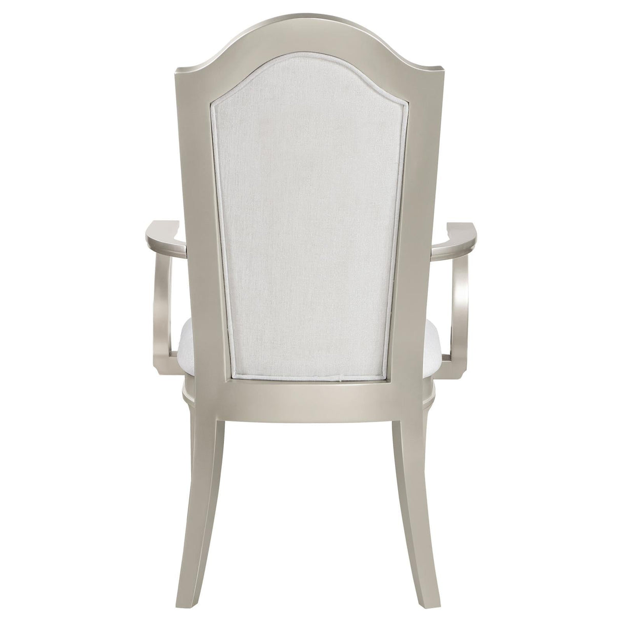 Evangeline Upholstered Dining Arm Chair with Faux Diamond Trim Ivory and Silver (Set of 2)