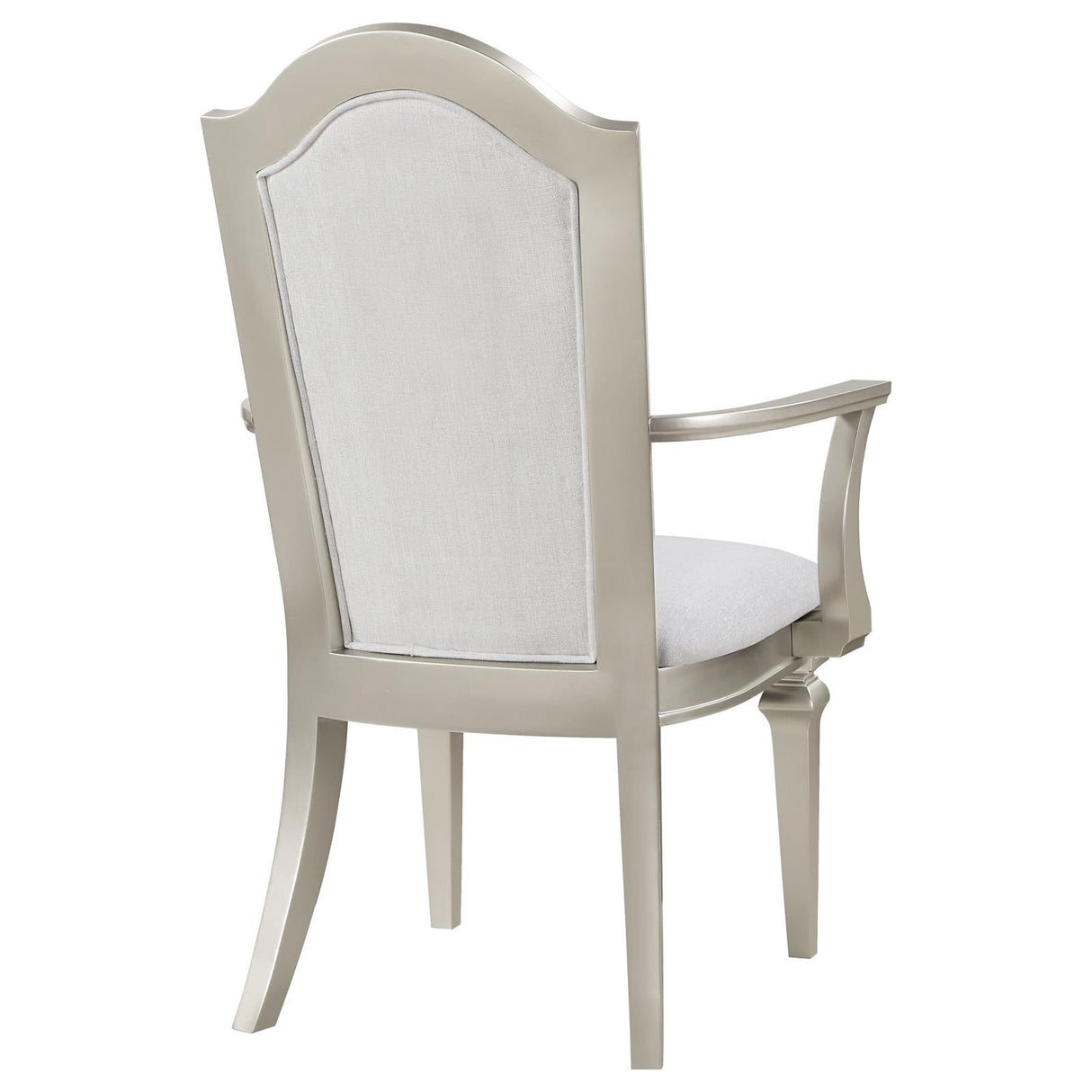 Evangeline Upholstered Dining Arm Chair with Faux Diamond Trim Ivory and Silver (Set of 2)