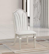 Evangeline Upholstered Dining Side Chair with Faux Diamond Trim Ivory and Silver (Set of 2)