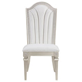 Evangeline Upholstered Dining Side Chair with Faux Diamond Trim Ivory and Silver (Set of 2)