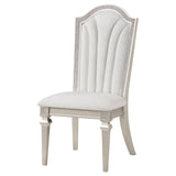 Evangeline Upholstered Dining Side Chair with Faux Diamond Trim Ivory and Silver (Set of 2)