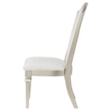 Evangeline Upholstered Dining Side Chair with Faux Diamond Trim Ivory and Silver (Set of 2)