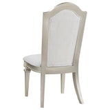 Evangeline Upholstered Dining Side Chair with Faux Diamond Trim Ivory and Silver (Set of 2)