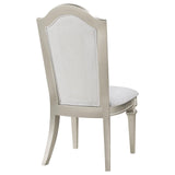 Evangeline Upholstered Dining Side Chair with Faux Diamond Trim Ivory and Silver (Set of 2)