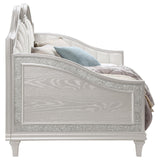 Evangeline Upholstered Twin Daybed with Faux Diamond Trim Silver and Ivory by Coaster at Eve Furniture