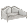 Evangeline Upholstered Twin Daybed with Faux Diamond Trim Silver and Ivory by Coaster at Eve Furniture