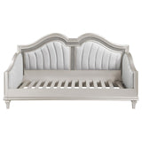 Evangeline Upholstered Twin Daybed with Faux Diamond Trim Silver and Ivory by Coaster at Eve Furniture