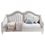 Evangeline Upholstered Twin Daybed with Faux Diamond Trim Silver and Ivory by Coaster at Eve Furniture