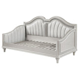 Evangeline Upholstered Twin Daybed with Faux Diamond Trim Silver and Ivory by Coaster at Eve Furniture
