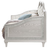 Evangeline Upholstered Twin Daybed with Faux Diamond Trim Silver and Ivory by Coaster at Eve Furniture