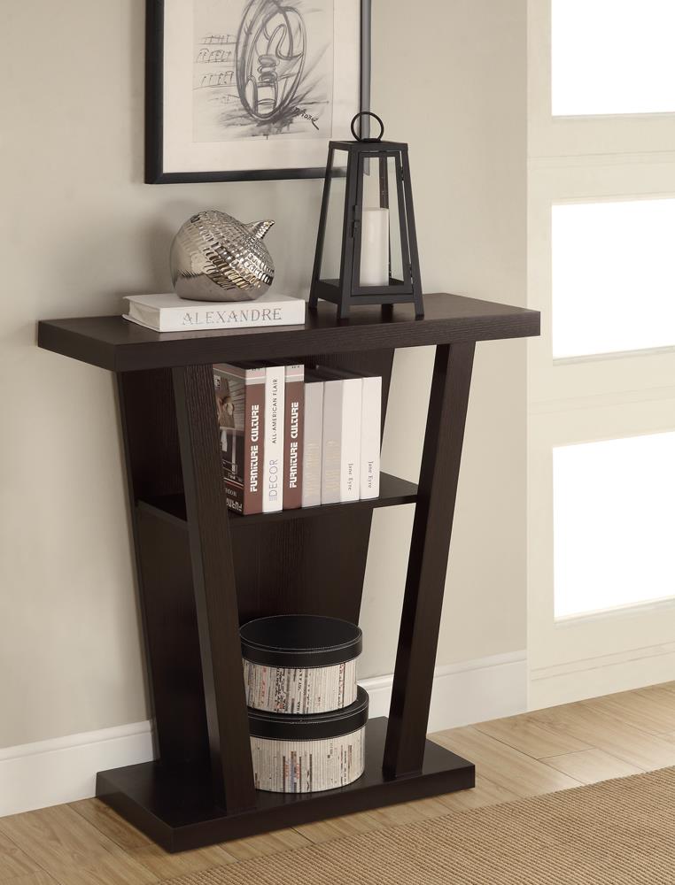 Evanna Cappuccino 2-Shelf Console Table