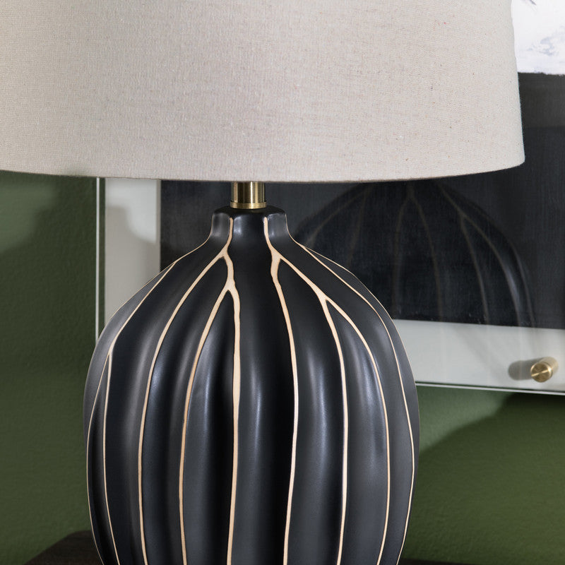 Evans Black/Oatmeal Table Lamp by Crestview at Eve Furniture