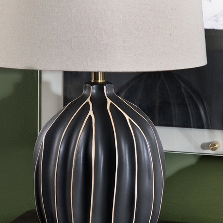 Evans Black/Oatmeal Table Lamp by Crestview at Eve Furniture
