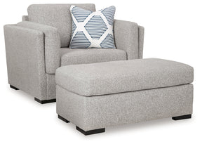Evansley Chair and Ottoman in Pewter by Ashley at Eve Furniture