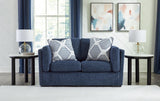 Evansley Navy Loveseat by Ashley at Eve Furniture