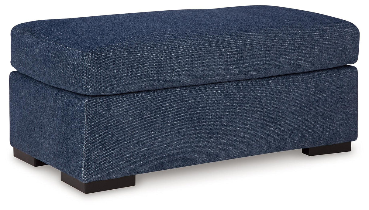 Evansley Navy Ottoman by Ashley at Eve Furniture