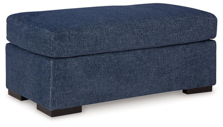 Evansley Navy Ottoman by Ashley at Eve Furniture