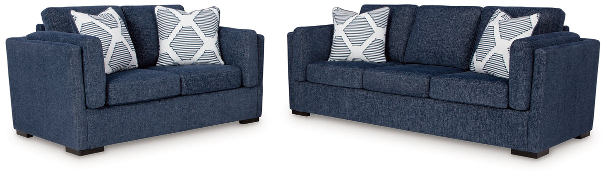 Evansley Navy Sofa and Loveseat by Ashley at Eve Furniture
