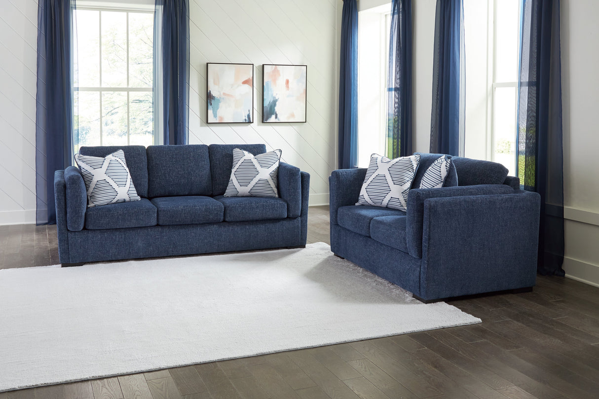 Evansley Navy Sofa and Loveseat by Ashley at Eve Furniture