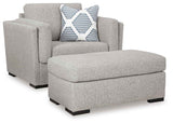 Evansley Pewter Chair and Ottoman by Ashley at Eve Furniture