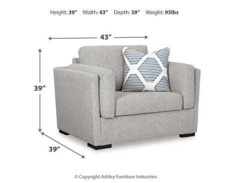 Evansley Pewter Chair and Ottoman by Ashley at Eve Furniture