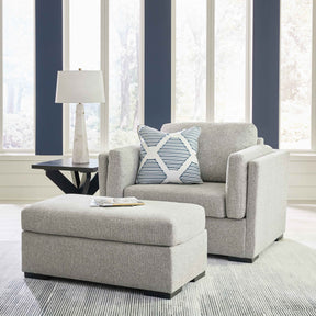 Evansley Pewter Chair and Ottoman by Ashley at Eve Furniture