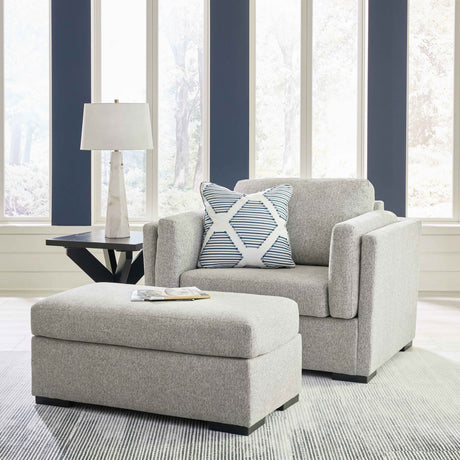 Evansley Pewter Chair and Ottoman by Ashley at Eve Furniture