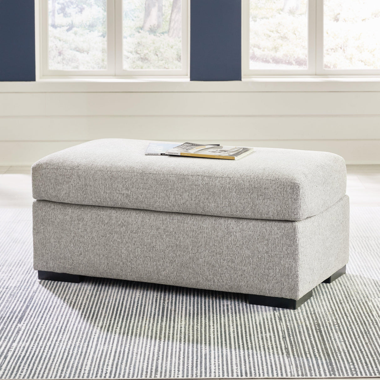 Evansley Pewter Ottoman by Ashley at Eve Furniture