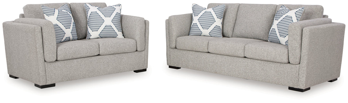 Evansley Pewter Sofa and Loveseat by Ashley at Eve Furniture