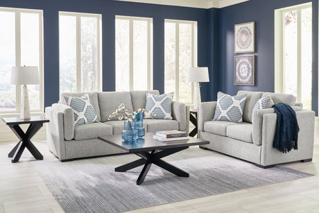 Evansley Pewter Sofa and Loveseat by Ashley at Eve Furniture