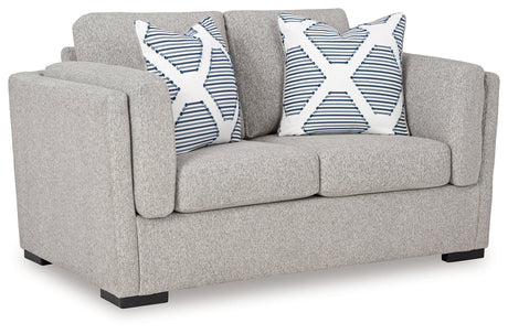Evansley Sofa, Loveseat, Chair and Ottoman in Pewter by Ashley at Eve Furniture