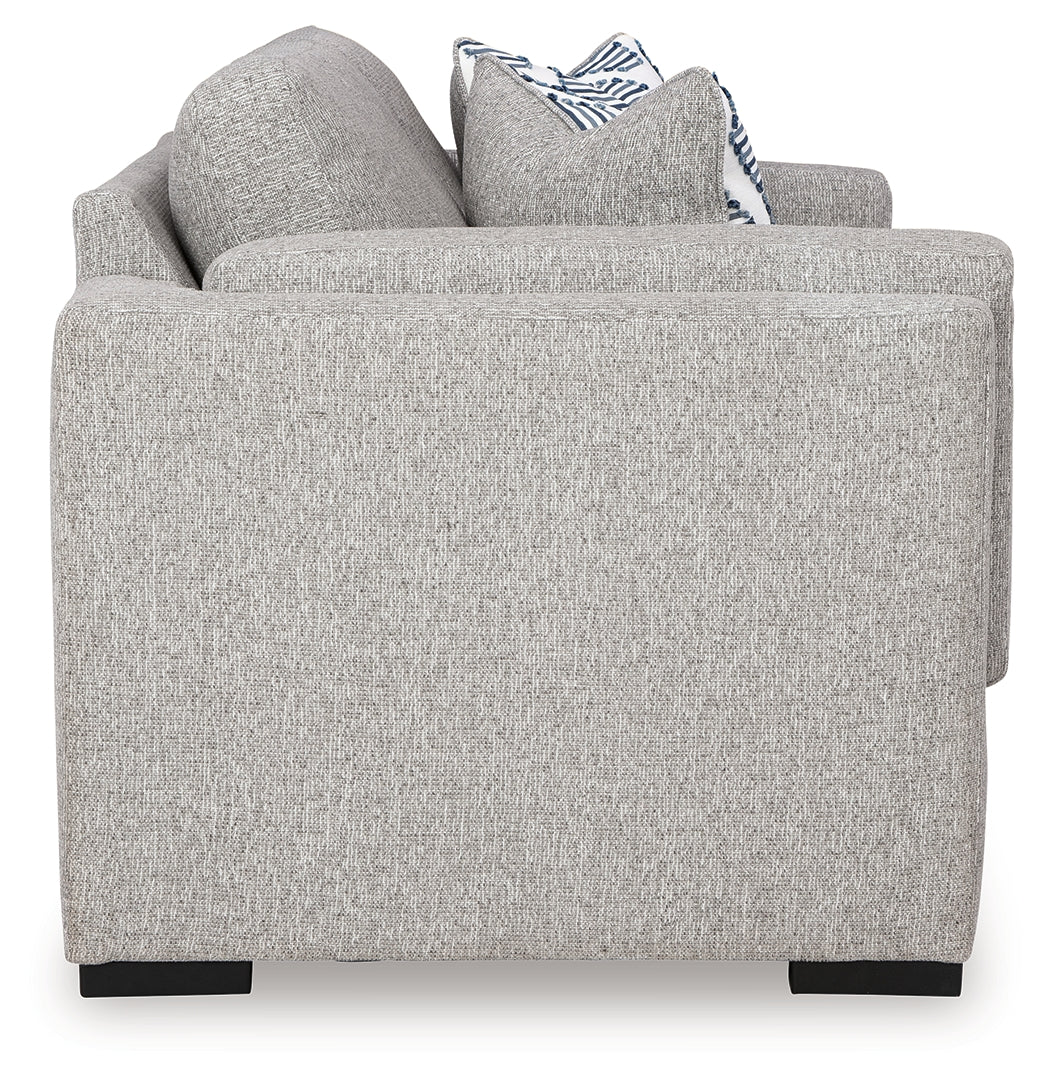 Evansley Sofa, Loveseat, Chair and Ottoman in Pewter by Ashley at Eve Furniture