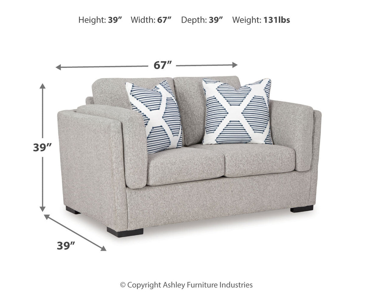 Evansley Sofa, Loveseat, Chair and Ottoman in Pewter by Ashley at Eve Furniture