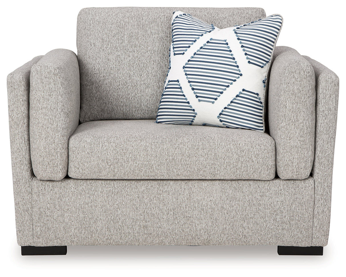 Evansley Sofa, Loveseat, Chair and Ottoman in Pewter by Ashley at Eve Furniture