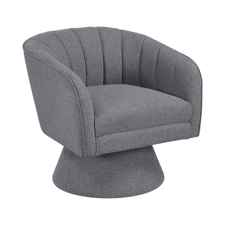 Eve Dark Gray Boucle Swivel Chair by Homelegance at Eve Furniture