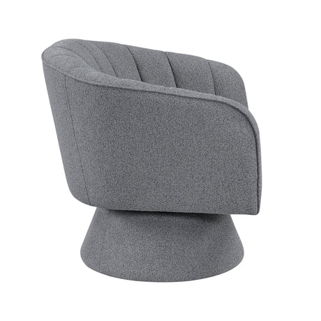 Eve Dark Gray Boucle Swivel Chair by Homelegance at Eve Furniture