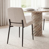 Eve Dining Chair w/ Cream Boucle Fabric & Matte Black Metal, Set of 2 by Mercana at Eve Furniture