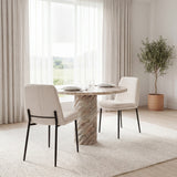 Eve Dining Chair w/ Cream Boucle Fabric & Matte Black Metal, Set of 2 by Mercana at Eve Furniture
