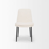 Eve Dining Chair w/ Cream Boucle Fabric & Matte Black Metal, Set of 2 by Mercana at Eve Furniture