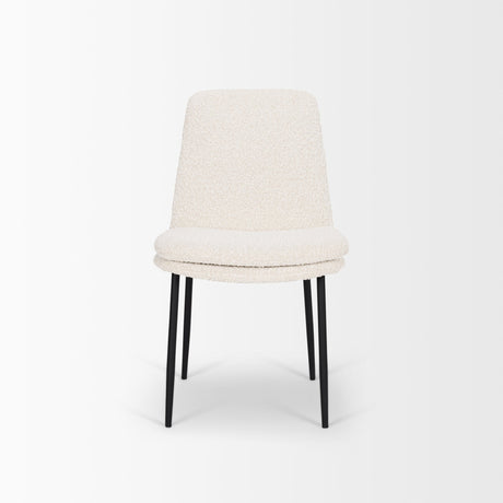 Eve Dining Chair w/ Cream Boucle Fabric & Matte Black Metal, Set of 2 by Mercana at Eve Furniture