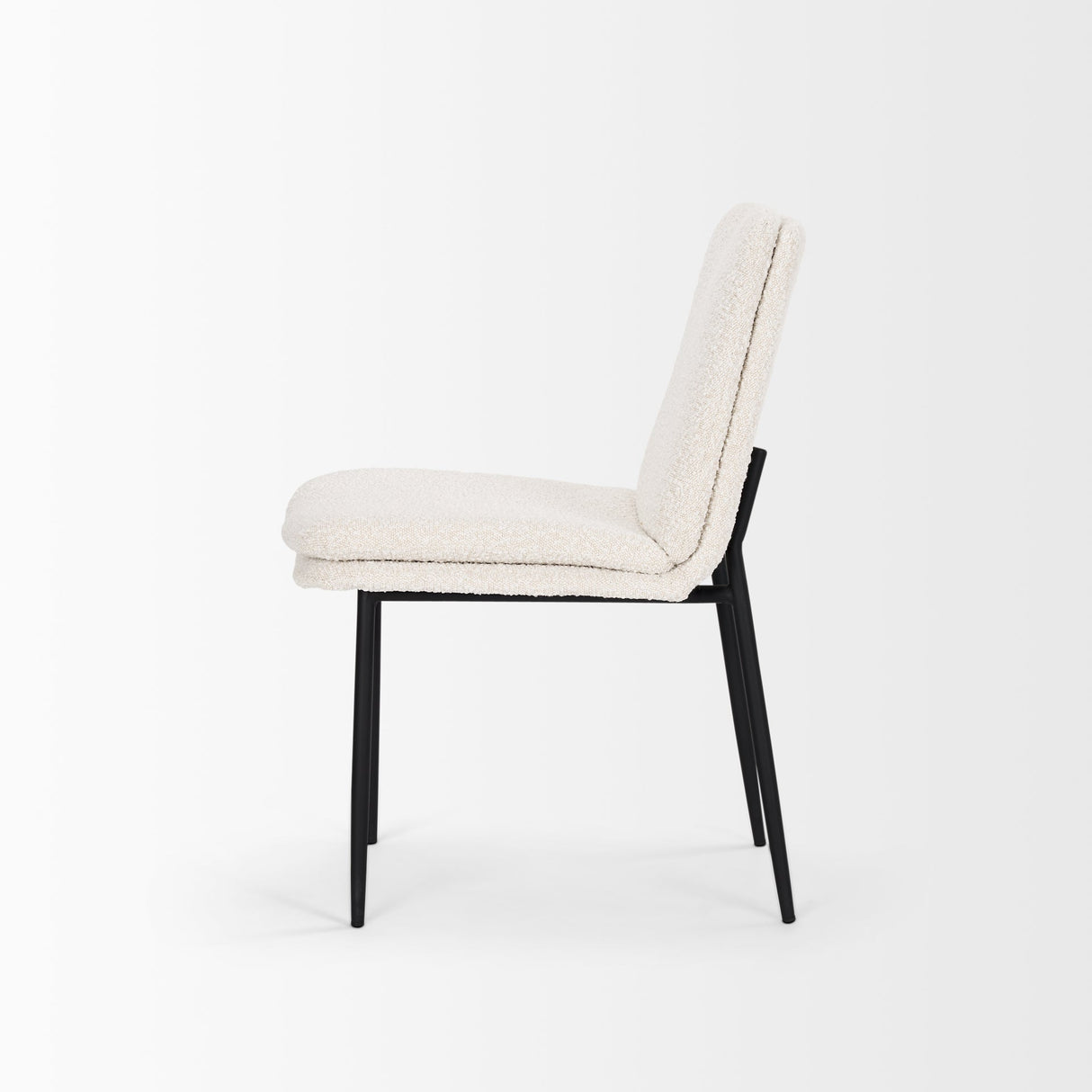Eve Dining Chair w/ Cream Boucle Fabric & Matte Black Metal, Set of 2 by Mercana at Eve Furniture