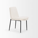 Eve Dining Chair w/ Cream Boucle Fabric & Matte Black Metal, Set of 2 by Mercana at Eve Furniture
