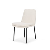 Eve Dining Chair w/ Cream Boucle Fabric & Matte Black Metal, Set of 2 by Mercana at Eve Furniture