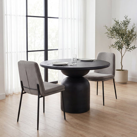 Eve Dining Chair w/ Gray Fabric & Matte Black Metal, Set of 2 by Mercana at Eve Furniture