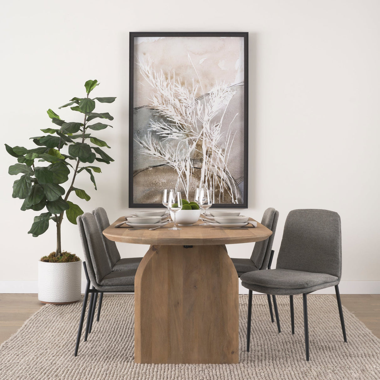 Eve Dining Chair w/ Gray Fabric & Matte Black Metal, Set of 2 by Mercana at Eve Furniture