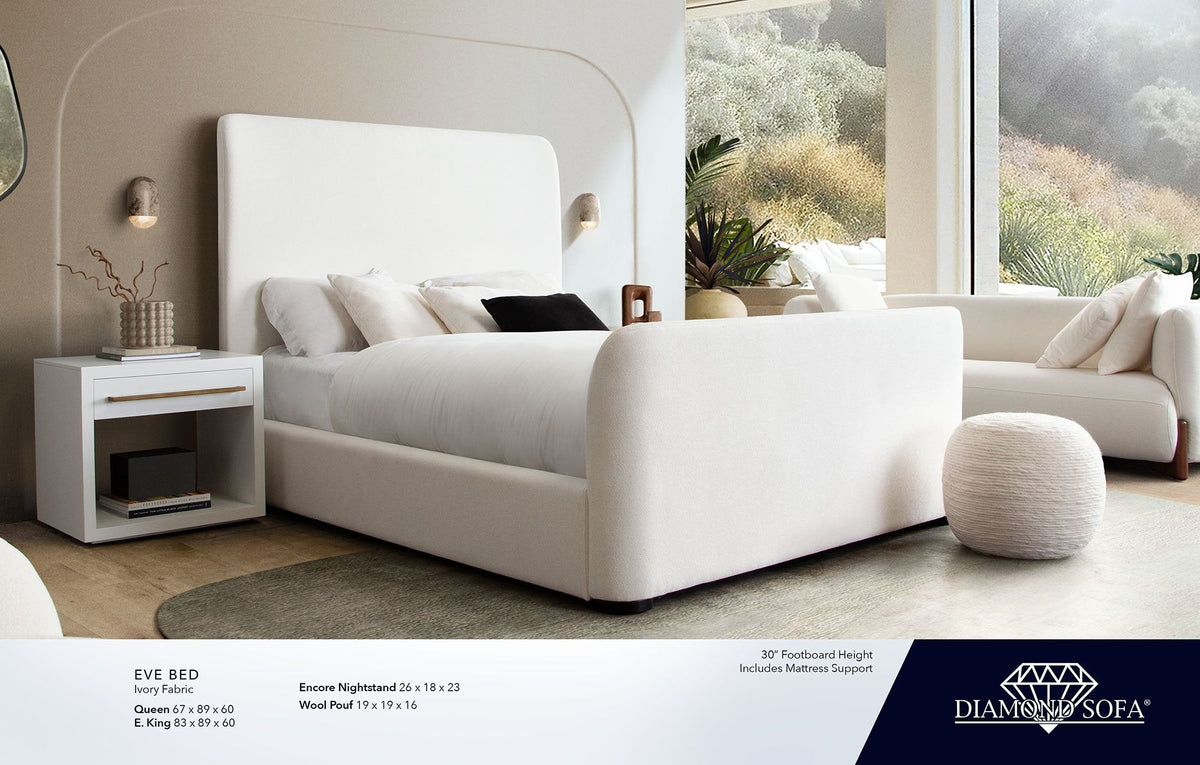 Eve Ivory Fabric Bed by Diamond Sofa at Eve Furniture