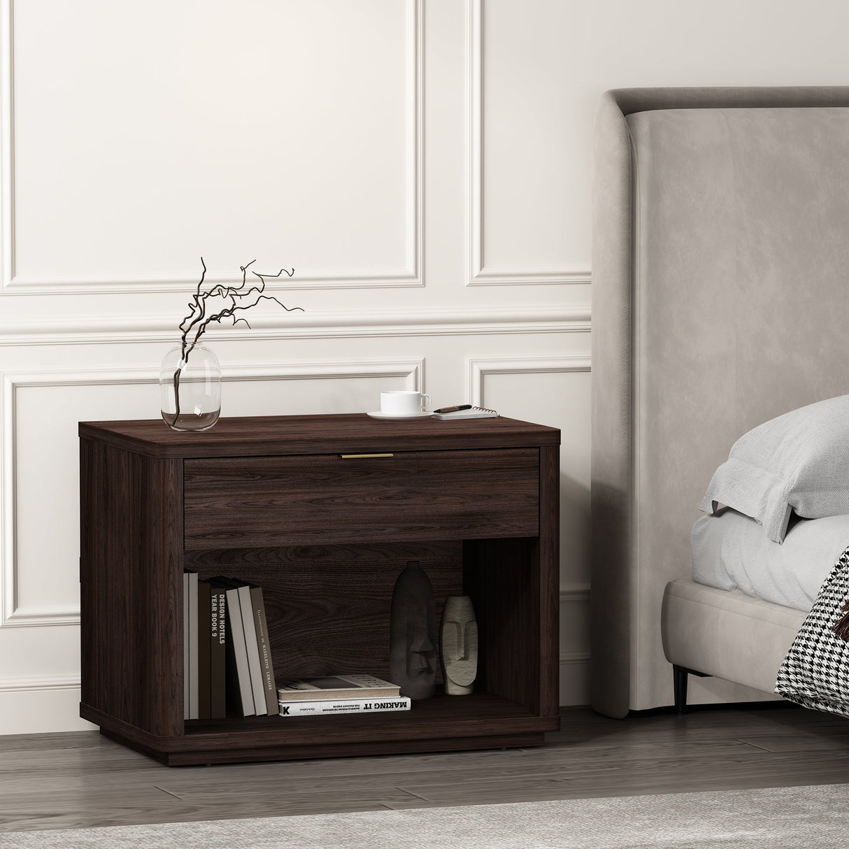 Evelyn 32" Nightstand 2.0 in Brown by Manhattan Comfort at Eve Furniture